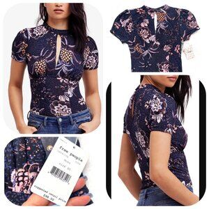 NWT Free People Hear Me Roar Printed Keyhole Top $98